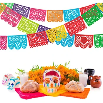 5 Pachete Mexican Party Bannere, Mare de Plastic de Papel Picado Banner, Fiesta Decoratiuni de Partid, cu 12 Modele Diferite Modele