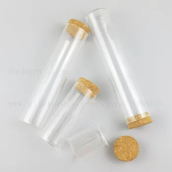 5 x Fund Plat Test Clar Spice Tub de Sticlă din Borosilicat, Jar de Lemn, Dop de Plută Container de Depozitare 60ml 120ml 230ml 250ml