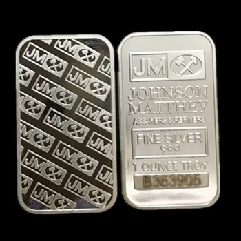 50 Buc (10 Randuri) Non-Magnetice Johnson Matthey JM Monedă de 1 OZ Silver Placat cu Insigna de Vid Sigilate Baruri Cu alt Număr de Serie