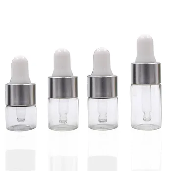 50Pcs 1/2/3 ml din Sticlă Clară ulei Esential pentru Aromaterapie Dropper Sticle de Aluminiu Argintiu Capac Picătură de Reactiv de Ochi Lichid Pipetă de Sticlă
