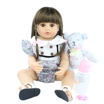 55cm Plin de Silicon Renăscut Baby Doll Pentru Fata de 22 Inch Păr Lung Printesa Bebe Boneca Copil Cadou de Ziua mea Casă de Joacă Dress Up Jucărie