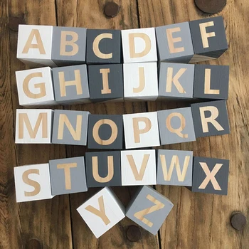 5x5cm Mare de Lemn Literele Alfabetului Cuburi,Lemn Pătrat Mare în engleză ABC Blocuri,Copii mici/Copii de Învățare Montessori Jucarii Educative