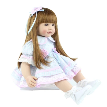 60 CM de Silicon Renăscut Fată Păpușă Jucărie Realiste Vinil Princess Toddler Copii în Viață Bebe Rochie de Până Fată de Cadou de Ziua de nastere