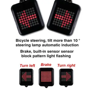 64 LED-uri Automate de semnalizare Direcție Biciclete Stop Spate USB Reîncărcabilă Ciclism MTB Biciclete de Siguranță Avertizare, semnalizare Lumina