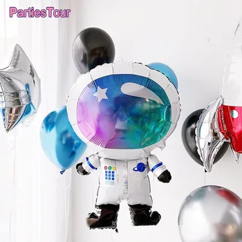 6PCS Spațiu Petrecere Astronaut Balon cu Heliu 32inch Albastru Numărul de Baloane Tema Galaxy 3rd Petrecere de Ziua Decor Heliu Globos