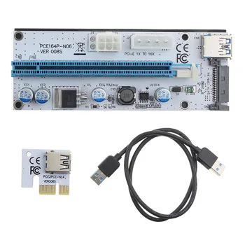 6PCS VER008S 3 in 1 Molex 4Pin SATA 6PINI PCIE, PCI-E PCI Express Riser Card 1x la 16x Cablu USB 3.0 Pentru Minerit Bitcoin Miner