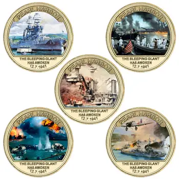 80 de ani de la Atacul de la Pearl Harbor Aur Monedă Comemorativă Stabilite În Moneda Titularul Armatei SUA Moneda Militare Suvenir