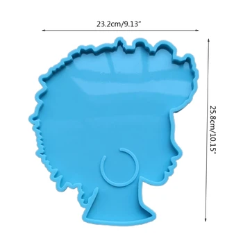 Afro Feminin Coaster Rășină Mucegai Frumusete Exploda Capul Rostogolindu-Se Tava De Silicon Mucegai
