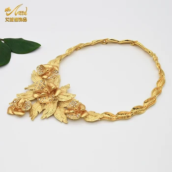 ANIID Bijuterii Seturi de Cercei Floare În Cravată Colier Bratara Hawaiiana Perla Indian Dubai Bijuterii din Aur Pentru Femei Accesorii