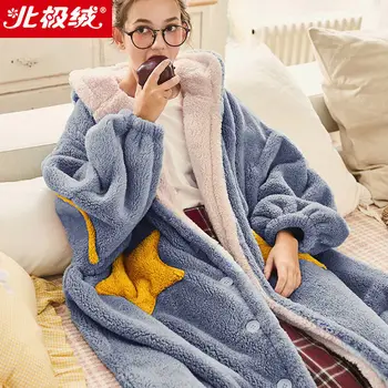 Arctic cașmir pijamale femei toamna și iarna coral cașmir mult o flanelă de mari dimensiuni pijamale femei îmbrăcăminte de noapte de iarnă