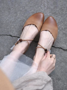 Artmu Originale Femei Sandale Pantofi Plat Dulce Arc Sandale Piele naturala Talpa Moale Sandale de Doamnelor Subliniat Toe Pantofi Elastice