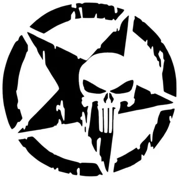 Autocolant auto Punisher Craniu Stea cu Cinci colțuri Personalitate 3d Impermeabil Corpul Sticker Potrivit pentru caroserie Usa din PVC, 13cm*13cm