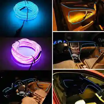 Automobile Rece Atmosferă de Lumină Lampă cu LED-uri Auto de Decor Interior Atmosfera Sârmă, Benzi de Lumină Lampă Accesorii 3 metri Lungime