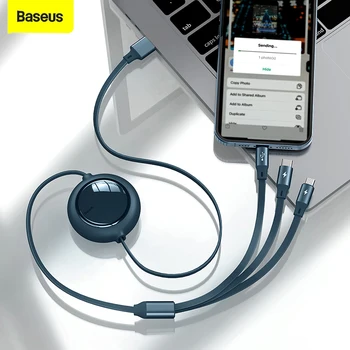 Baseus 3 în 1 C Cablu USB Incarcator Retractabil de Tip C Cablu Mro Cablu USB Pentru iPhone 12 X 11 Pro Max Samsung S20 Xiaomi