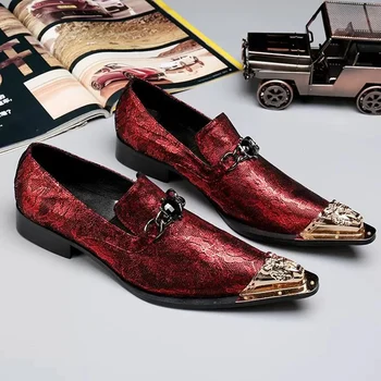 Batzuzhi italiană Tip Manual Pantofi pentru Bărbați Indicat de Aur de Metal de la Picior Rochie din Piele Pantofi Barbati Petrecere si de Nunta Oxfords, UE38-46!