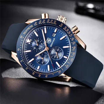 BENYAR Brand de Lux Casual Bărbați Cuarț Ceas Curea Silicon Militare Cronograf Bărbați Ceas rezistent la apa 30M Montre Homme