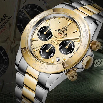 BENYAR Brand de Top Barbati Ceas rezistent la apa 30M de Afaceri Cronograf din Oțel Inoxidabil Sport Barbati Cuarț Ceasuri de mana montre homme