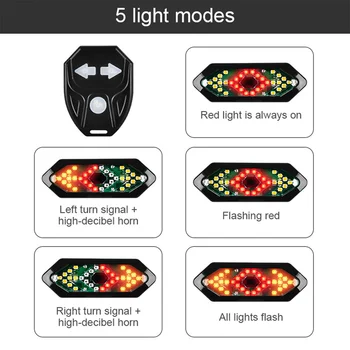 Bicicleta Transforma Semnalele de Control de la Distanță de Biciclete Indicatoare de Direcție MTB LED-uri de Lumină din Spate USB Reîncărcabilă cu Bicicleta Stop cu Corn