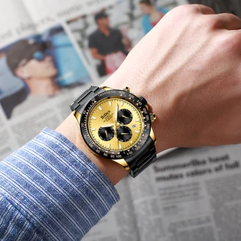BIDEN Top Brand de Moda de Lux Simplu Ceas pentru Barbati Blue Dial Watch Plasă de Centura Sport Impermeabil Ceasuri fazele Lunii Ceas de mână