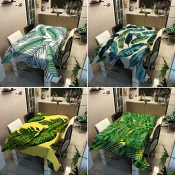 Boem Verde a Plantelor față de Masă de Imprimare 3D Impermeabil Dreptunghiulară Boho Cina Masa în aer liber, Picnic Mat Acoperire Decor Acasă