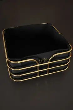 Breadstuff Coșul De Pâine Multi-Scop Metal Cutie De Lux De Aur Inoxidabil Coș Negru Tesatura U226