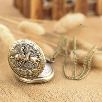 Bronz Texas Cowboys Design Cuarț Full Hunter Ceas de Buzunar Colier Pandantiv Ceas Vintage Accesorii Cadouri cu Lanț Pulover