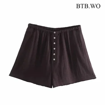 BTB.WO 2021 Za 2 BUC Set Femeile Sling Top +pantaloni Scurți culoare Solidă Bumbac Imprimare Texturate top Femei Pantaloni Casual Seturi