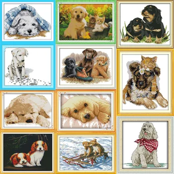 Bucuria duminică Toate tipurile de câine seria cross stitch model kituri de artizanat face broderie cu diagramă