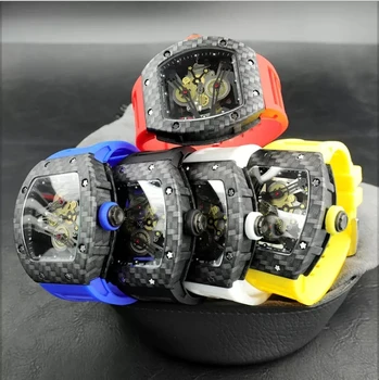 Bărbați Cuarț Ceas de mână de Lux Butoi Tip Sport Ceasuri Unice Transparent Cadran Bărbați Cuarț Ceasuri de mana