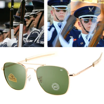 Bărbați de lux de Brand Designer de Ochelari de Soare Vintage moda Aviației AO ochelari de Soare Pentru bărbați Armatei Americane Militare Lentilă de Sticlă Optică