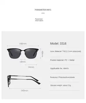 Bărbați ochelari de soare Polarizat Modul Cadru Pătrat razele de Brand Designer de ochelari de soare de Conducere Pentru barbati Femei UV400 Ochelari de cal