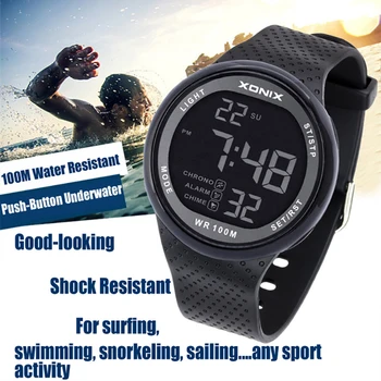 Bărbați Sport 100m Ceas Ceasuri de Scufundări de Înot în aer liber Militare Digital Impermeabil Ceasuri Mens LED Multifuncțional montre homme Fierbinte