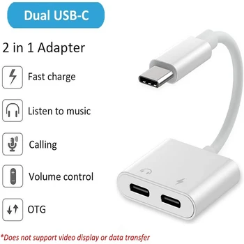 C USB Splitter Audio și de Încărcare 2-in-1 USB de Tip C pentru Căști și Încărcător Adaptor Suport de Încărcare Rapidă Compatibil pentru iPad etc