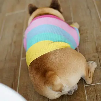 Cald Câine Haine De Iarnă Rainbow Câine De Companie Pulover Drăguț Câini Haina Bulldog Francez