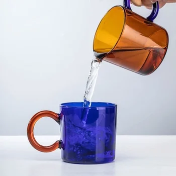 Cana de sticlă, Sticlă Borosilicată Mare de Lapte Cana de Cafea de Căldură Rezistent la Explozie-dovada Drinkware Noua Culoare Îngroșat Cană de Cafea din Sticlă
