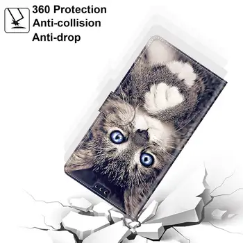 Cat Fluture Pictat Slot pentru Card de Portofel Caz Flip Pentru ZTE Blade 20 Inteligent A3 2019 A5 2020 L8 Book Cover Pentru iPhone XR 6 7 8 Etui