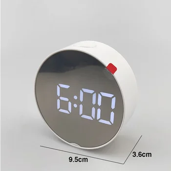 Ceas cu alarmă Digital Oglindă cu LED-uri Lumina de Noapte Termometru de Perete de Lumină Dreptunghi Rotund Multifuncțional Ceas de Birou USB / AAA Simplu L1