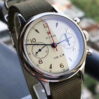 Ceas militar Barbati Safir Pescăruș Mișcare 1963 Cronograf Mecanic 38mm Ceas Pentru Bărbați Impermeabil de Lux de Epocă replica