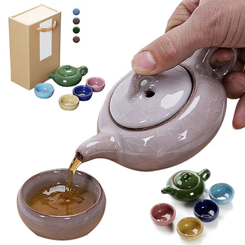 Ceramica Set De Ceai Kung Fu Ceainic Cu 4 Cești De Ceai Puer Ceai Din Portelan Servicii Gaiwan Ceașcă De Ceai Ceremonia Ceaiului Teaware Fierbător