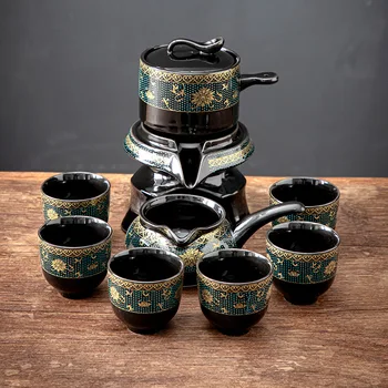 Ceramică Piatră de Rectificat Semi-automate de Ceai Kung Fu Set Creativ Wisteria Aurire Ceremonia Ceaiului Consumabile