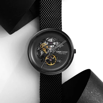 CIGA Design Original Ceas Rotund Mișcare Mecanică Ceas de mana rezistent la apa Bărbați Ceas din Oțel Inoxidabil Plasă de sex Masculin Ceasuri Automate