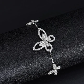 Clasic Creat Moissanite Diamond Argint Masiv 925 De Bijuterii de Nunta Fluture Bratari pentru Femei, Cadou de Ziua Îndrăgostiților