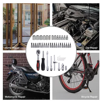 Clichet Socket Wrench Cheie pentru Reparații Auto Scule Auto Set de Chei Cutie de unelte Multi-instrument de Biciclete Auto Cheie cu Clichet Soclu Kit