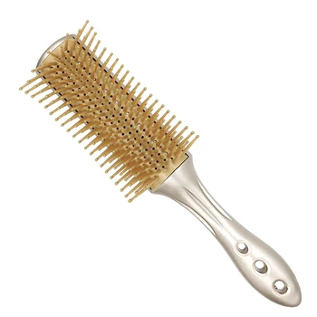 Coafură profesionale de Aur 9-rând Pieptene Perie de Păr Suflare Perie rezistente la Căldură, Perie de Par Hair Styling Păr Perie