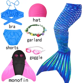 Copii Mermaid Cozi BikiniBaby Copii Scăldat Costum De Baie Cu Sutien Pantaloni Scurți Pentru Fete Costum Printesa Mă Înec În Costume