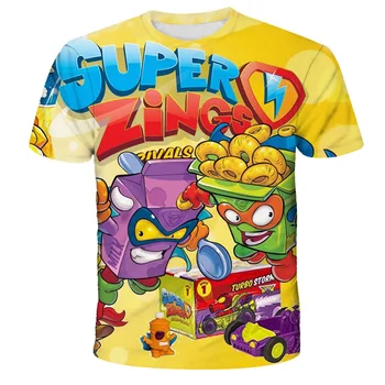 Copii Super Zing Print T-shirt de Vară Supradimensionat Îmbrăcăminte pentru Copii Imagine de Desene animate T-shirt Pentru Fete/Baieti Poliester All-Meci Topuri