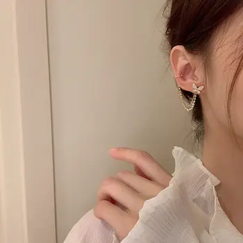 Coreeană Elegant Drăguț Stras Fluture Cercei Stud Pentru Femei Fete de Moda Lanț de Metal Boucle D'oreille Bijuterii