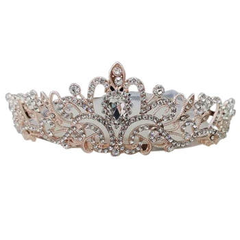 Coroana de cristal Tiara cu Pieptene Bentita Petrecere de Nunta Printesa Mireasa Bandană X7YC
