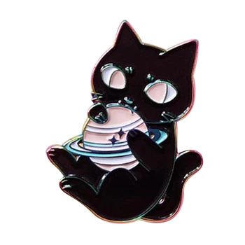 Cosmic Cat Email brosa Curcubeu Astronomie Spațiu insigna Kitty joc de bijuterii