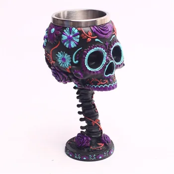 Craniul Cupa Cupa 3D Rasina & din Oțel Inoxidabil Pahar de Vin Twilight Infloreste Cupe și căni de Crăciun, Halloween, Cadou de Ziua de nastere
